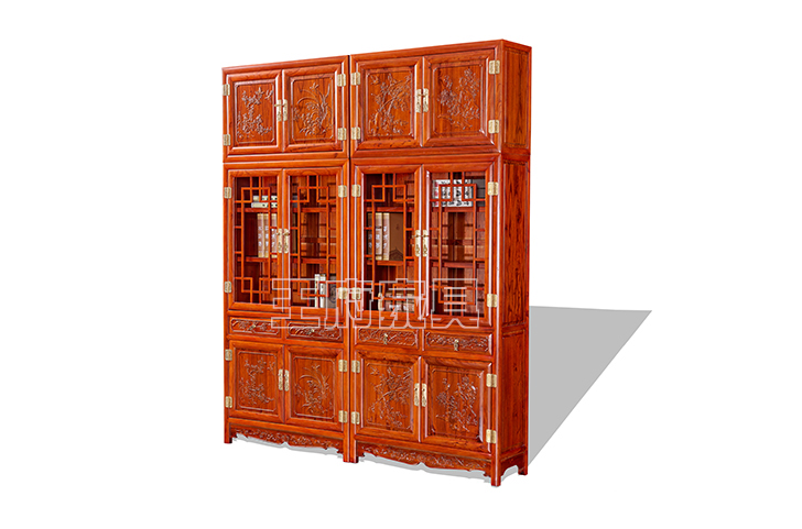 中式雕花书柜整体图