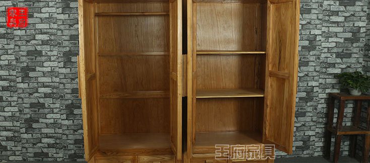 老榆木韩式厚料实木衣柜