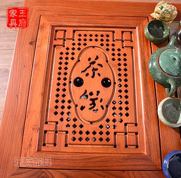 中式实木小茶车茶桌柜雕花